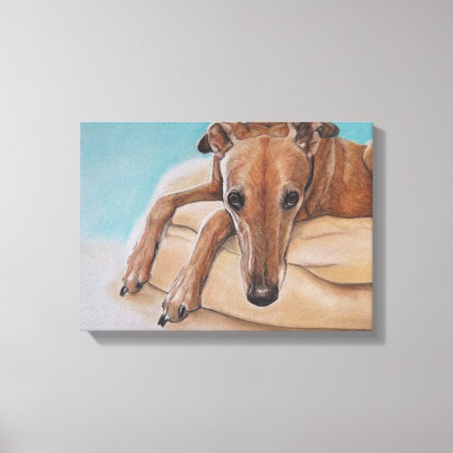 Lienzo Harley Greyhound Dog Art Print (Anverso)