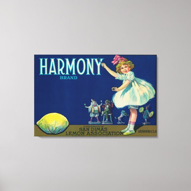 Lienzo Harmony Lemon LabelSan Dimas, CA (Anverso)