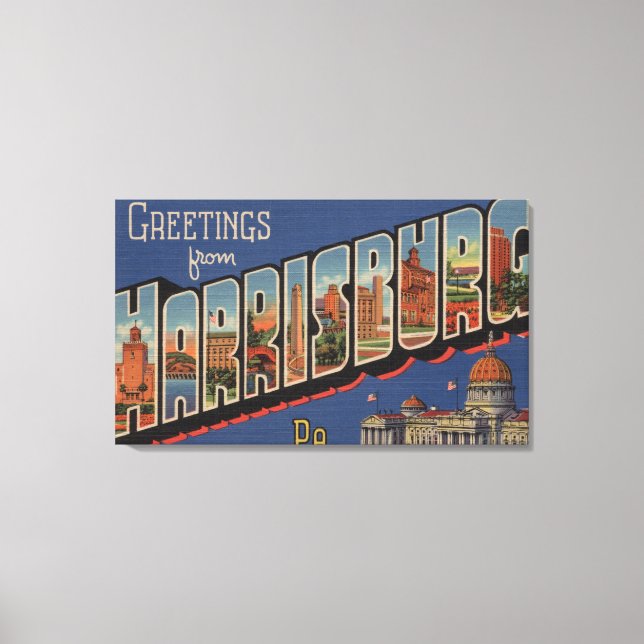 Lienzo Harrisburg, Pensilvania - Escenas de letras grande (Anverso)