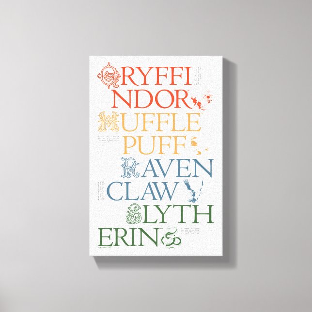 Lienzo HARRY POTTER™ | Delicados esbozos HOGWARTS™ Houses (Anverso)