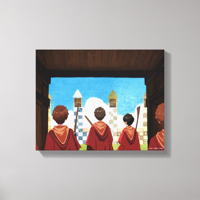 Lienzo HARRY POTTER™ y el equipo GRYFFINDOR™ QUIDDITCH™ (Anverso)