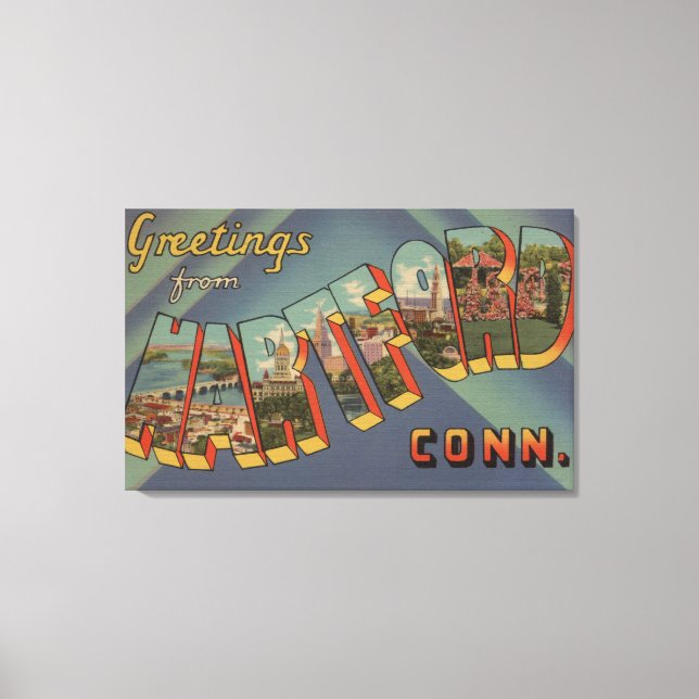 Lienzo Hartford, Connecticut - Escenas de letras grandes (Anverso)