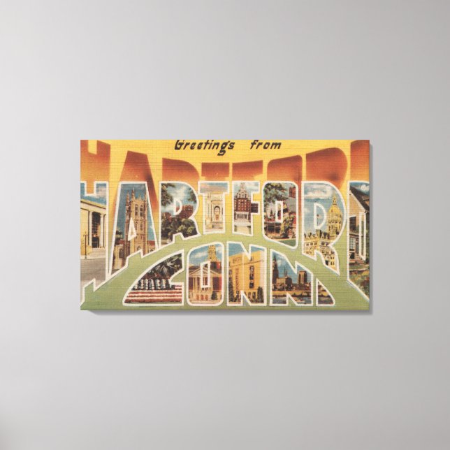 Lienzo Hartford, Connecticut - Escenas de letras grandes  (Anverso)