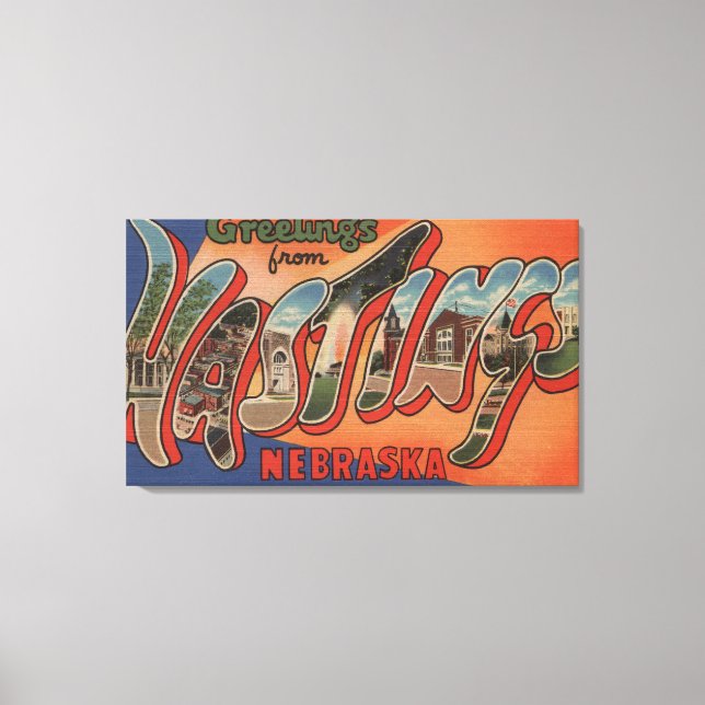 Lienzo Hastings, Nebraska - Escenas de letras grandes (Anverso)