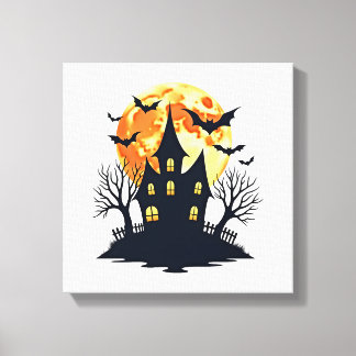 Lienzo Haunted House with Bats � Spooky Halloween Tee