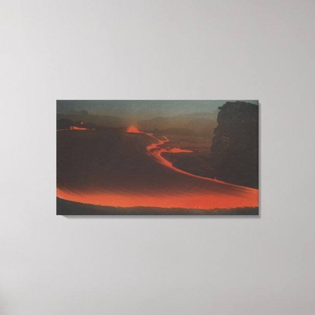 Lienzo Hawái - Vista de senderos de lava desde activos (Anverso)