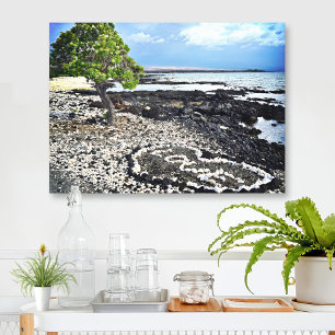 Lienzo Hawaii Black Sand Beach y Coral "Love" Heart Photo
