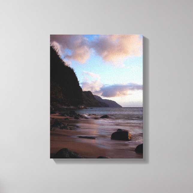 Lienzo Hawaii, Kauai, Vista de la costa de Na Pali desde  (Anverso)