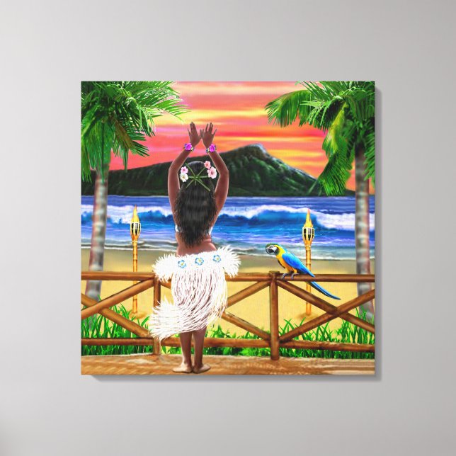 LIENZO HAWAIIAN SUNSET HULA (Anverso)