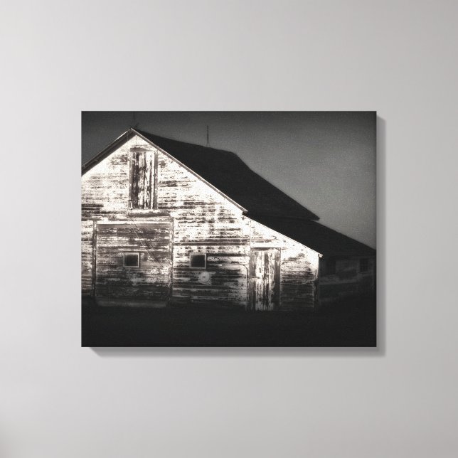 Lienzo Hay Barn en blanco y negro (Anverso)