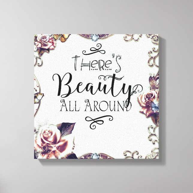 Lienzo Hay belleza alrededor de mariposas y Rosas (Anverso)