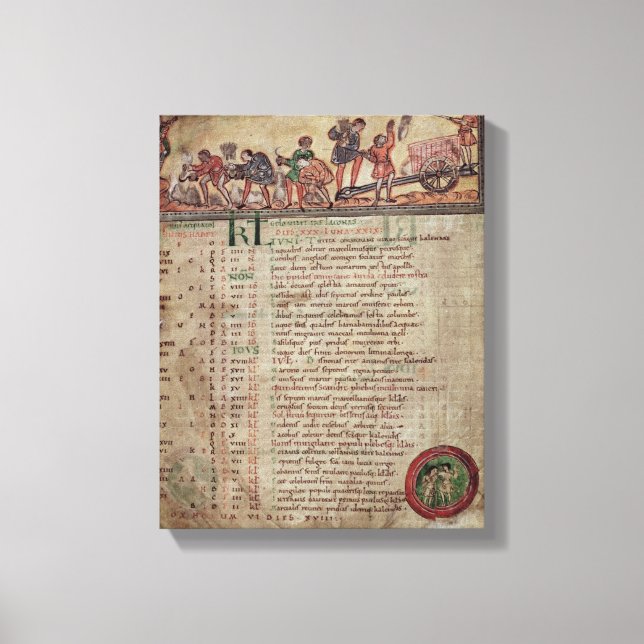 Lienzo Hay y arado, de un calendario (Anverso)