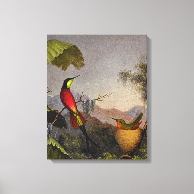 Lienzo HEADE - Crimson Topaz Hummingbirds Nido (Anverso)