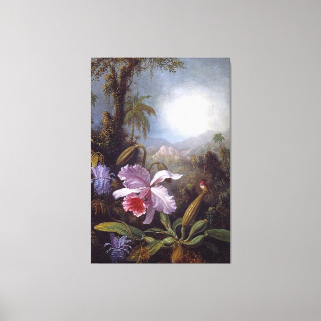 Lienzo HEADE - Orquídeas, flores de pasión y colibrí (Anverso)