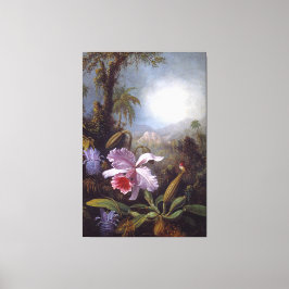 Lienzo HEADE - Orquídeas, flores de pasión y colibrí