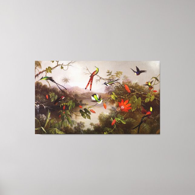 Lienzo HEADE - Paisaje tropical con diez colibríes - (Anverso)