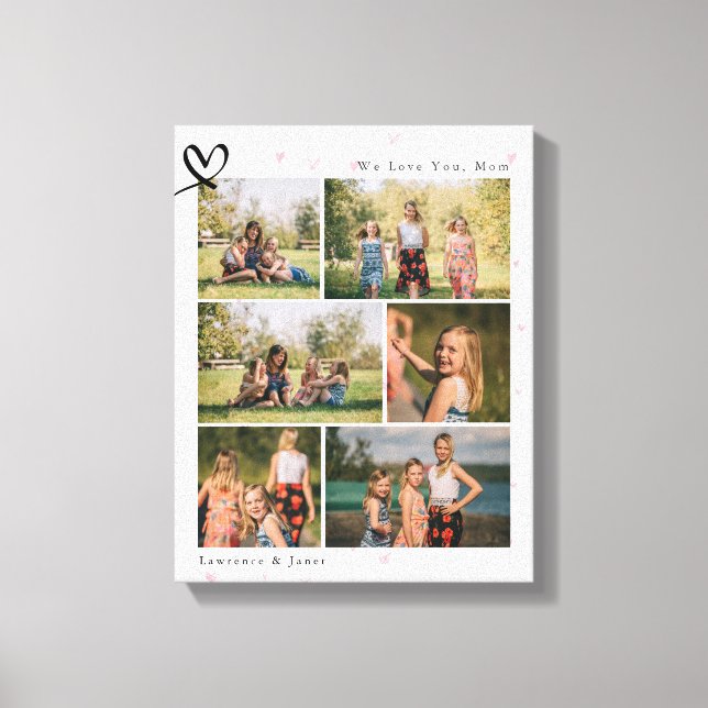 Lienzo Heart We Love You Abuela Mom Family Photo Collage (Anverso)