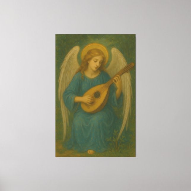 Lienzo Heavenly Music Angel – Golden Halo Harp-Lute Guard (Anverso)