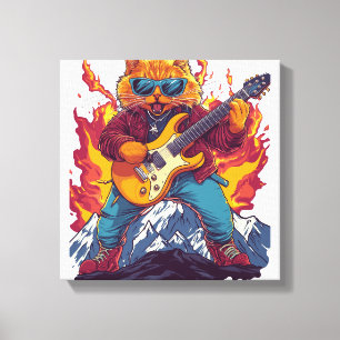 Lienzo Heavy Meowtal – Camiseta Gráfica de Gato Rockero p