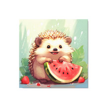 Hedgehog disfrutando de una sandía