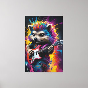Lienzo Hedgehog toca la guitarra, graffiti de rock