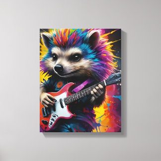 Lienzo Hedgehog toca la guitarra, graffiti de rock