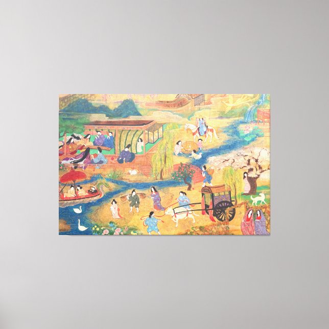 Lienzo Heian Courtyard Scene: Tales from a Gilded Scroll  (Anverso)