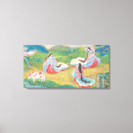 Lienzo Heian Elysium: Ladies in a Spring Meadow