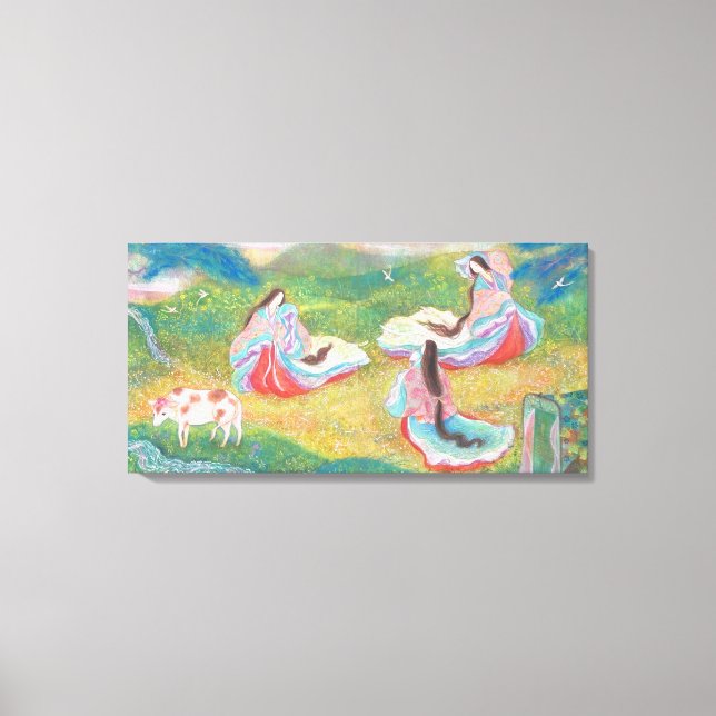 Lienzo Heian Elysium: Ladies in a Spring Meadow (Anverso)