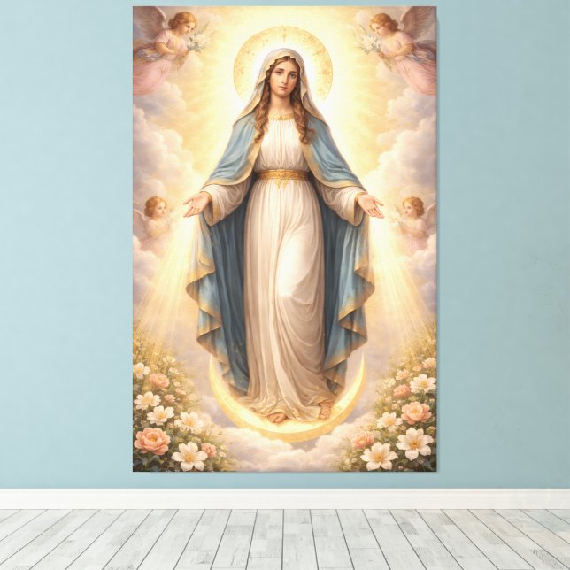 Lienzo Heilige Mutter Gottes Göttliche Liebe & Schutz´11 (Insitu (piso de madera))