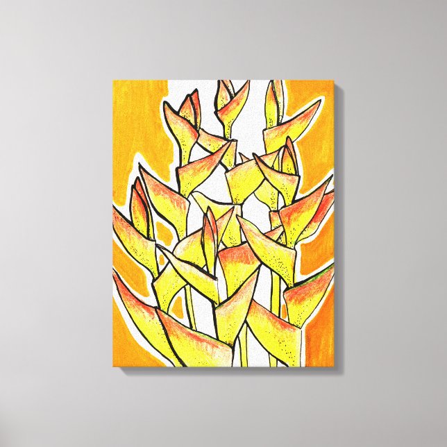 Lienzo Heliconia Rostrata, Lobster Claw, flores tropicale (Anverso)