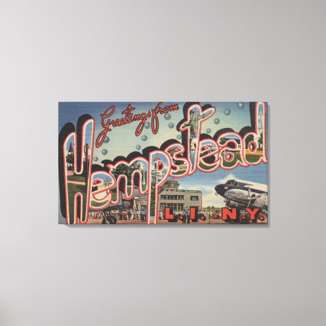 Lienzo Hempstead, Nueva York - Escenas de letras grandes (Anverso)