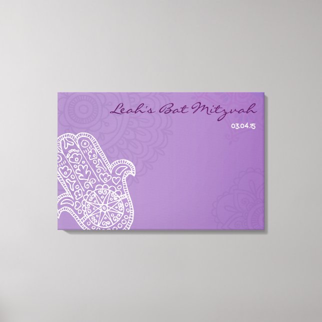 Lienzo Hemsa Canvas Bat Mitzvah Rótulo-In Board-In-Purple (Anverso)