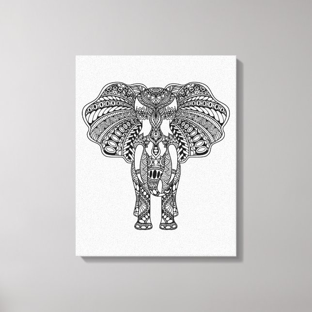 Lienzo Henna Mehndi decoró elefante indio 6 (Anverso)