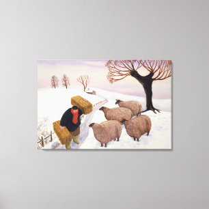 Lienzo Heno que lleva a las ovejas en invierno