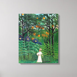 Lienzo Henri Rousseau - Mujer caminando en un bosque exót