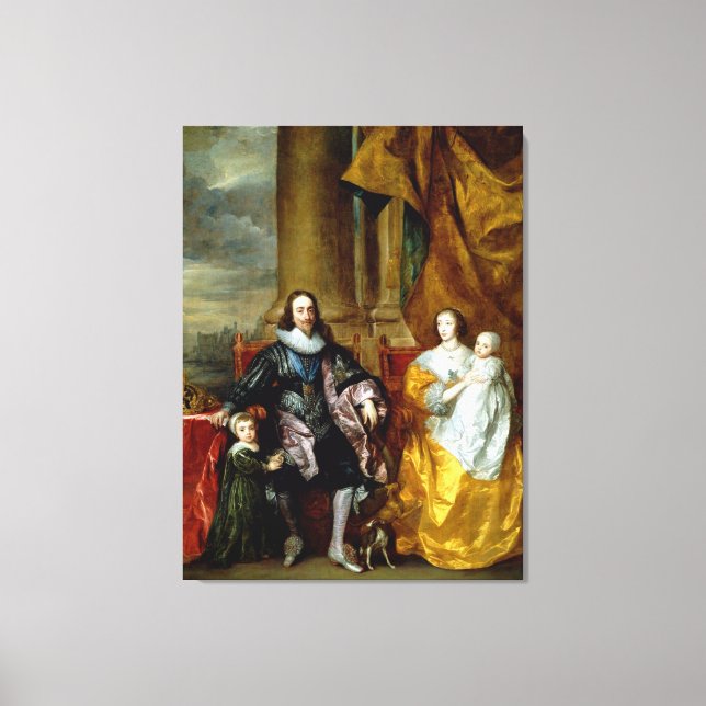 Lienzo Henrietta Maria y Charles I por Van Dyck (Anverso)