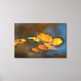 Lienzo Herbstblätter im See