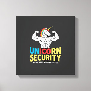 Lienzo Hermano divertido Unicornio Seguridad No te metas