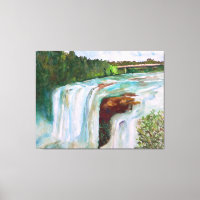 Hermosa cascada de agua pintada a mano