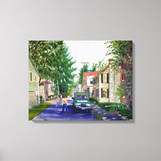 Lienzo Hermosa escena de la calle Elsah Illinois (Anverso)