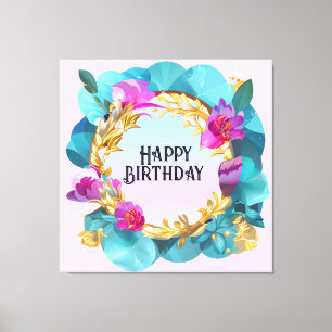 Lienzo Hermosa floral de cumpleaños