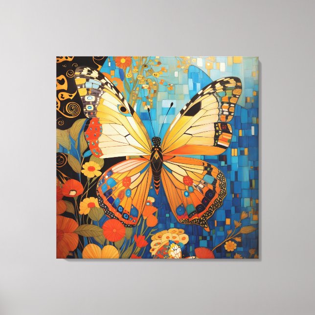 Lienzo Hermosa floral decorativa de mariposa (Anverso)