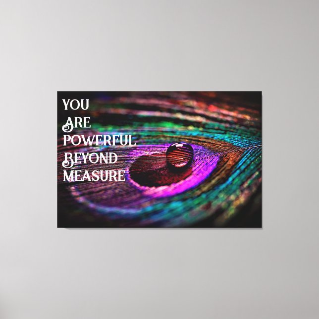 Lienzo Hermosa gota de agua de plumas de pavo real (Anverso)