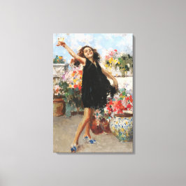 Lienzo Hermosa joven italiana celebrando la victoria