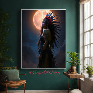Lienzo Hermosa mujer nativa norteamericana Celestial Full
