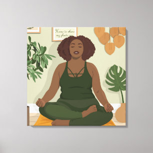 Lienzo Hermosa mujer negra curvada meditando