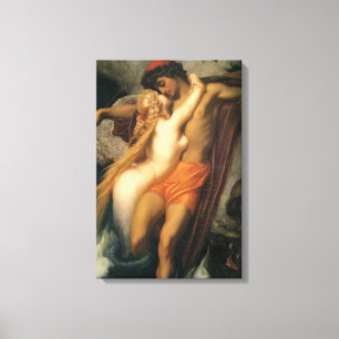Lienzo Hermosa pareja de sirenas enamoradas humana y sire
