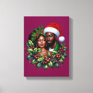 Lienzo Hermosa pareja negra Holly navidades escribieron a