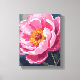 Lienzo Hermosa Peonía Rosa | Pintura de Flor Aquarela